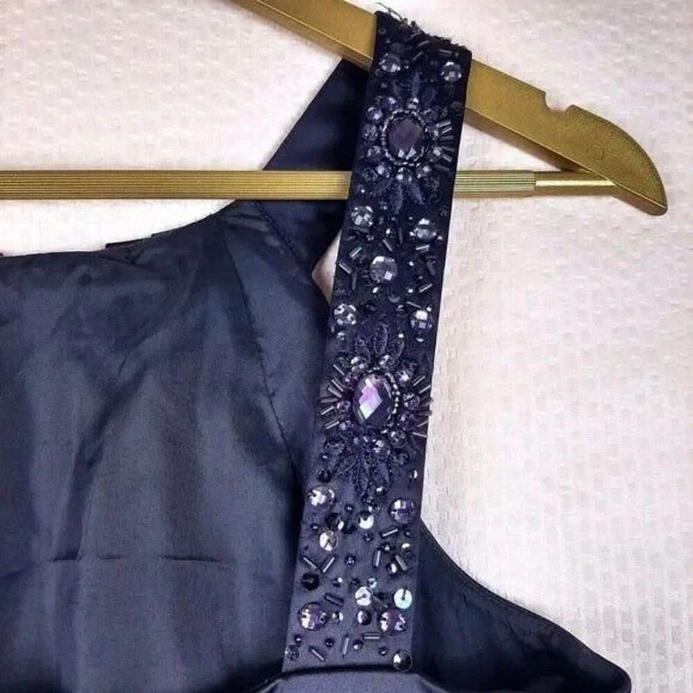 Antonio Melani Women Sheath Purple Sleeveless Embellished Straps Pleated Size 2 - Picture 9 of 11
